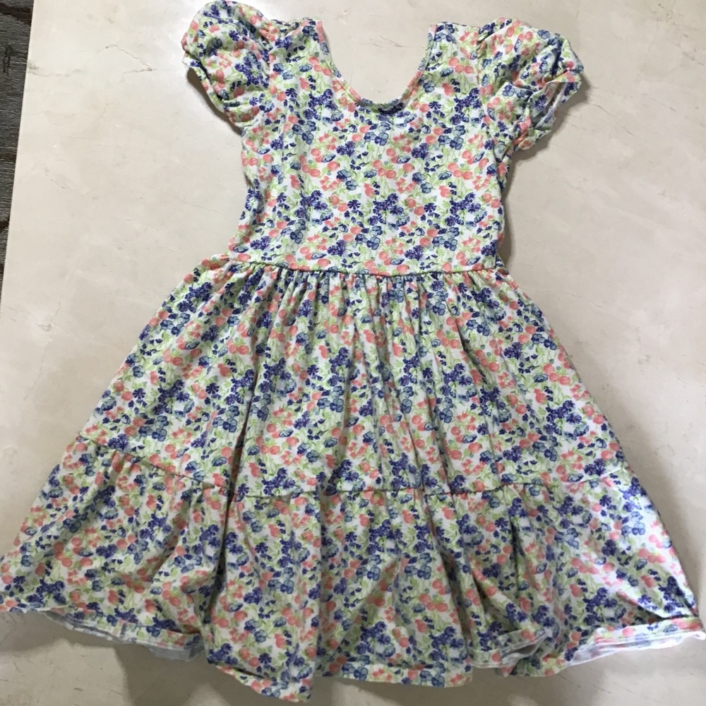 Janie and Jack petite floral cotton jersey girls dress size small